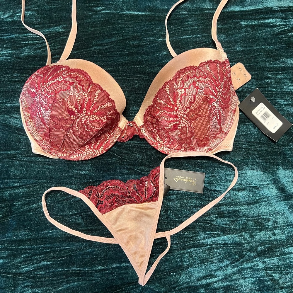 Brand new with tags Fredericks of Hollywood. Exxtreme lace bra and g string